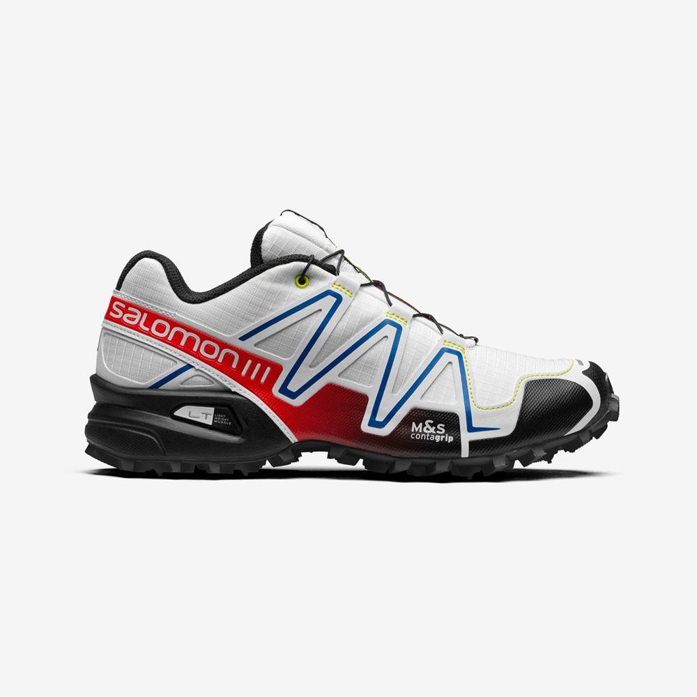 Baskets Salomon Homme Blanche / Noir / Rouge - Salomon SPEEDCROSS 3 RACING - France (6502-PVQLK)